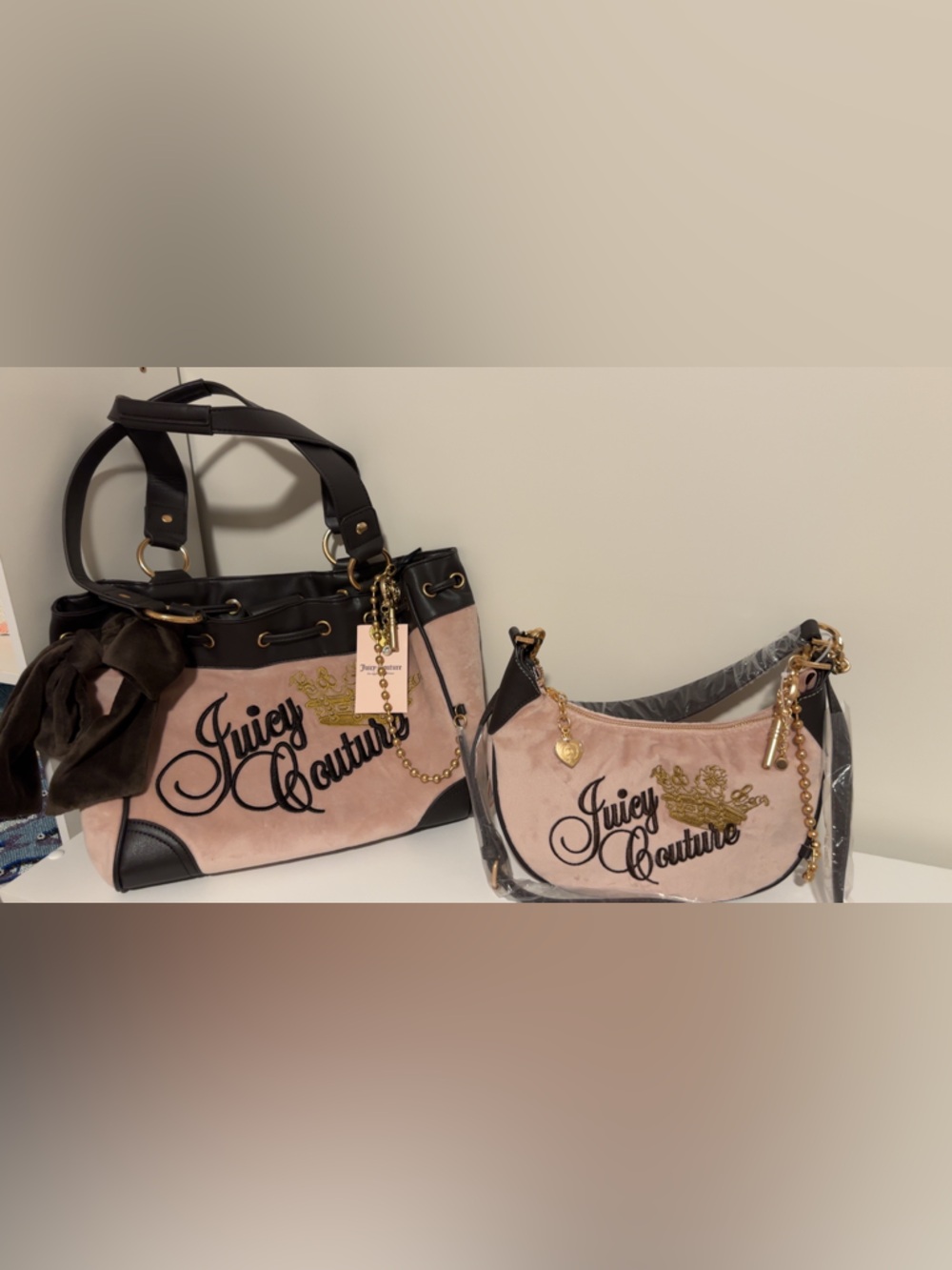 Juicy Couture Pink & brown daydreamer and shoulder Bag Set